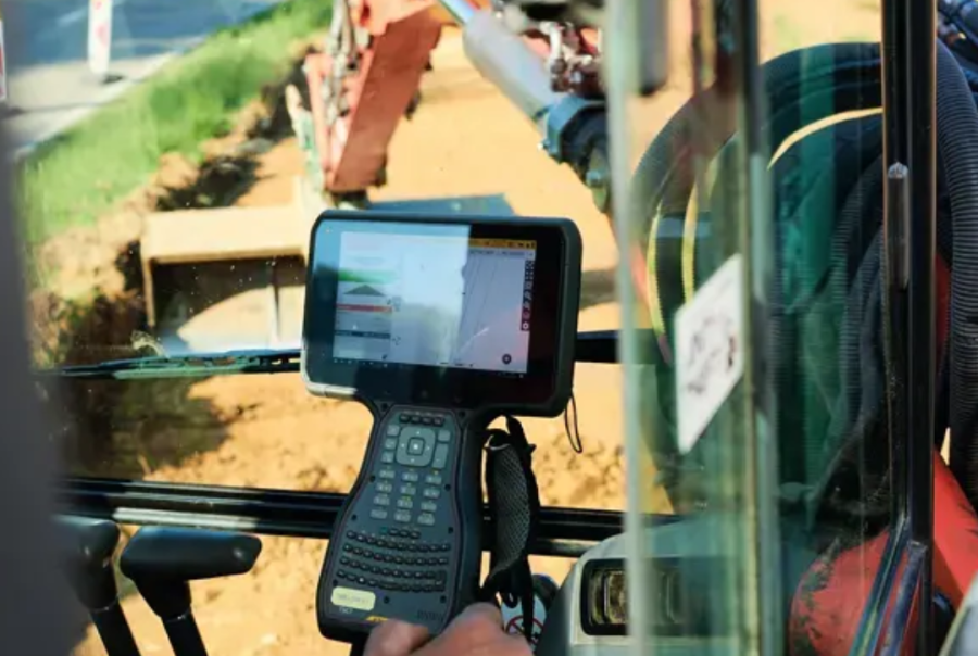 Siteworks Machine Guidance-scherm in de cabine