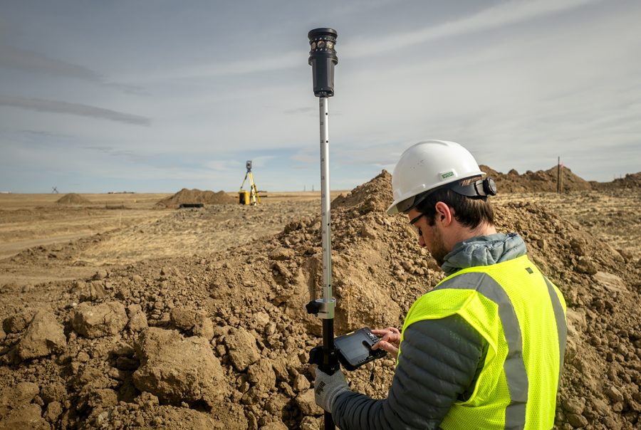 Trimble T70 in gebruik bij uitzetwerk