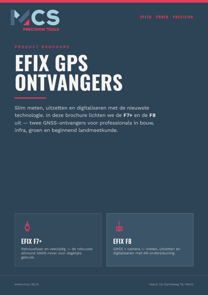 Voorkant van de brochure EFIX GPS-ontvangers van MCS